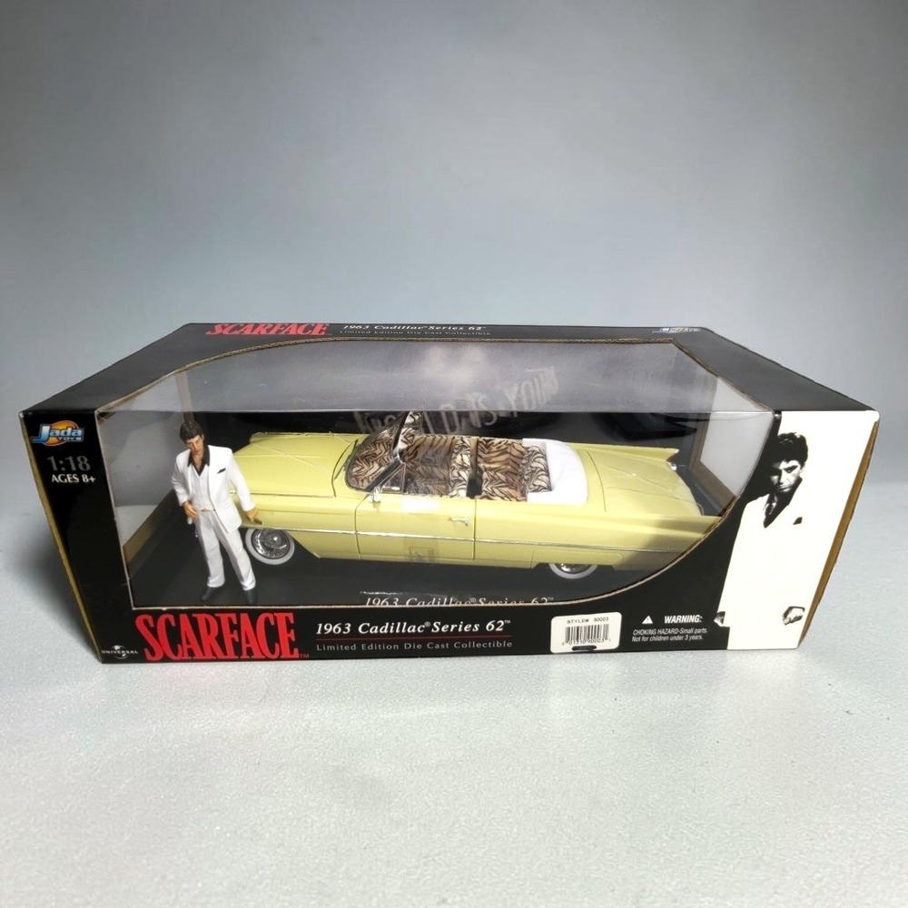 VTG 2004 Jada Toys Scarface 1963 Cadillac Series 62 1:18 Tony Montana Cream Car